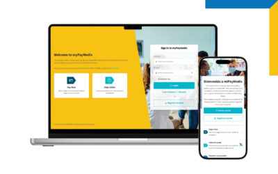 myPayMedix screens display on laptop and mobile